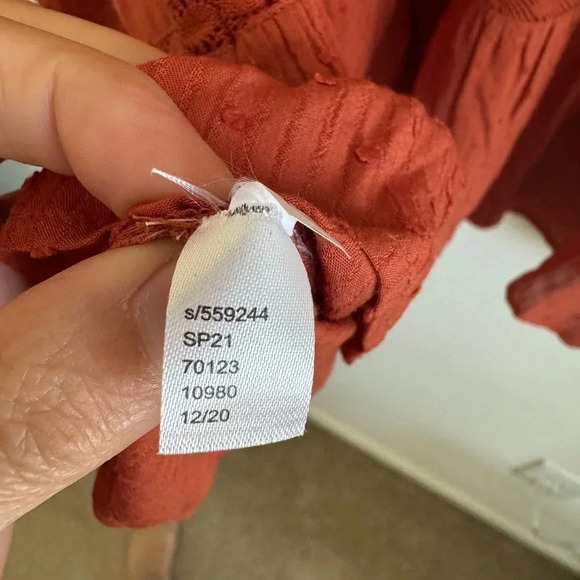 Loft copper brown Striped Clip long sleeve peasant Blouse size large - Picture 8 of 8